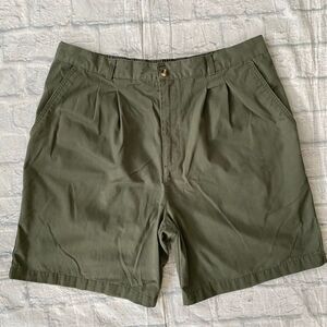 Puritan men 38 cotton blend pull on pleated chino shorts w/elastic waistband